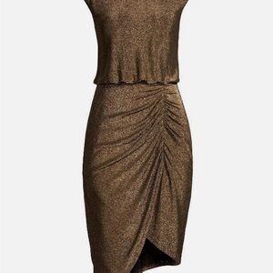 LIV FOSTER Black and Gold Metallic Dress US SIZE 0 (EU/FR 32) FLATTERING